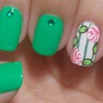 Aprenda fazer Unhas Decoradas Verdes com rosas