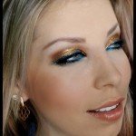 Tutorial de Maquiagem Dourada com Turquesa