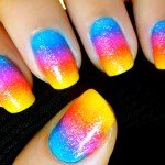 Unhas Decoradas Arco Iris Magico com Glitter